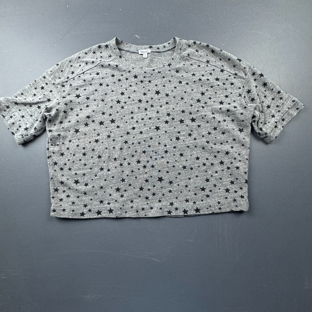 Splendid Women M Gray Sweatshirt Star Print Lightweight Pullover Casual Knit Top